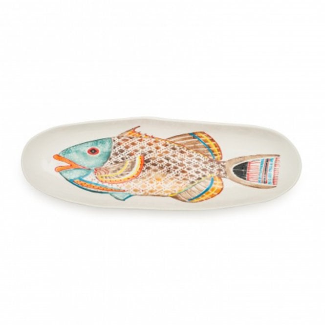 BlissHome Fantastical Fish Long Narrow Earthenware Tray