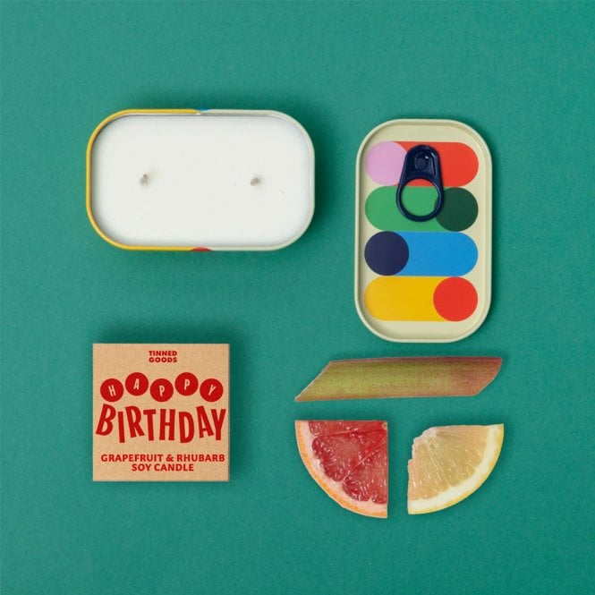 Block Design Happy Birthday Candle Tin