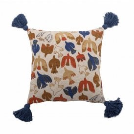 Anniversary Bird Multi Tassel Cotton Cushion