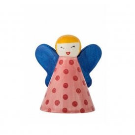 Caramella Red Spot Blue Wing Angel Stoneware Decoration - Large