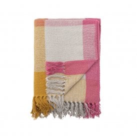 Hadley Orange Pink Check Recycled Cotton Throw