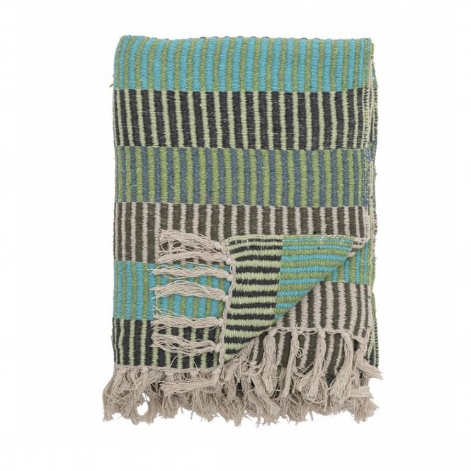 Bloomingville Isnel Blue Recycled Cotton Throw