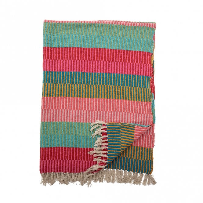 Bloomingville Isnel Green & Pink Recycled Cotton Throw