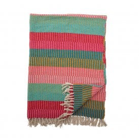 Isnel Green & Pink Recycled Cotton Throw