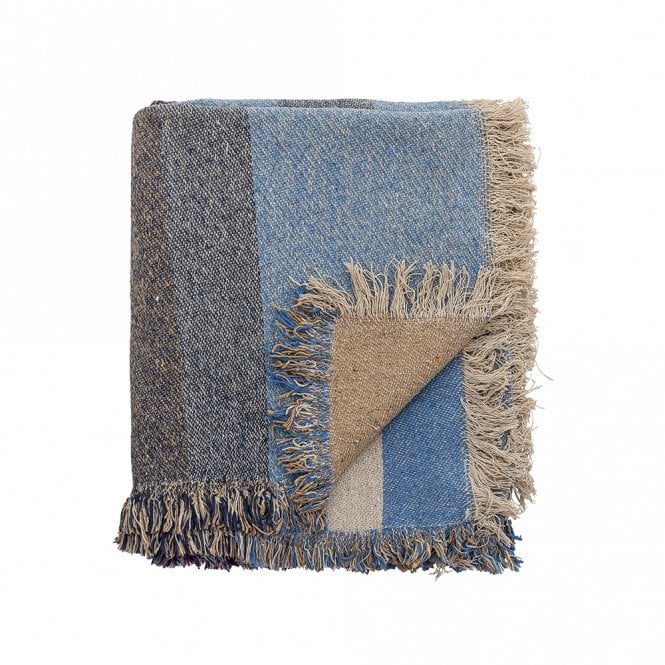 Bloomingville Maji Blue Recycled Cotton Throw