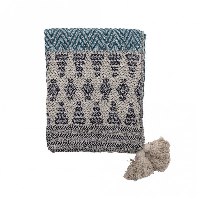 Bloomingville Milas Blue Recycled Cotton Throw
