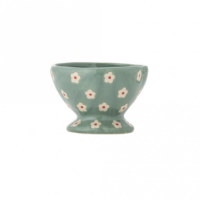 Bloomingville Nini Blue with White Flowers Stoneware Bowl