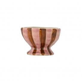 Nini Pink with Brown Stripe Stoneware Bowl