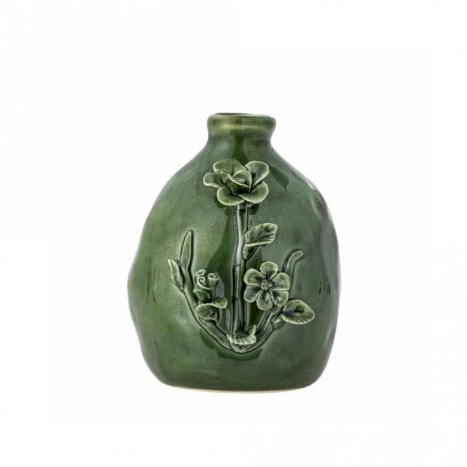 Bloomingville Ramia Green Floral Stoneware Bud Vase