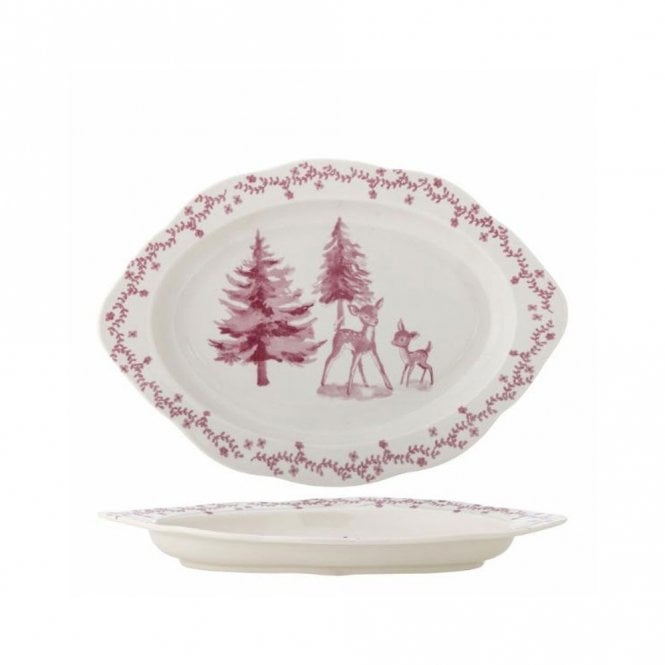 Bloomingville Wonderland Rose Deer Stoneware Serving Plate