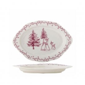 Wonderland Rose Deer Stoneware Serving Plate
