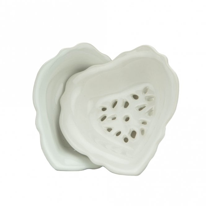Branche d'Olive Heart Shaped White Draining Soap Dish