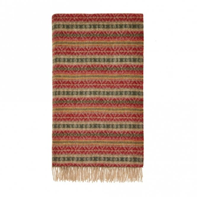 Bronte by Moon Ayr Pure Wool Red & Olive Throw 