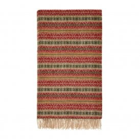 Ayr Pure Wool Red & Olive Throw 