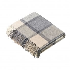Block Windowpane White & Grey Merino Throw