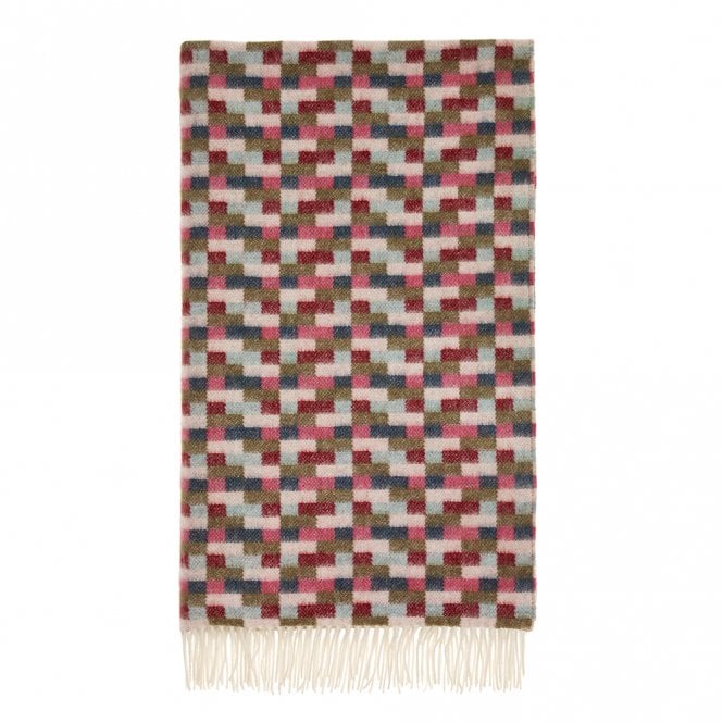 Bronte by Moon Bricks Pink & Khaki Merino Wool Throw