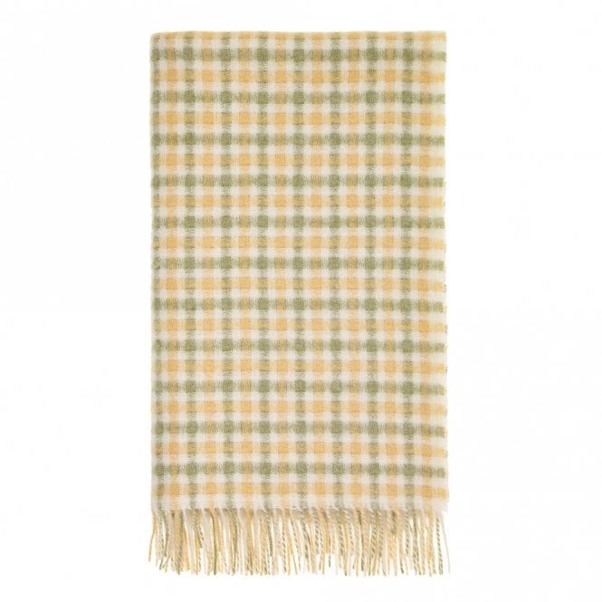 Bronte by Moon Gingham Buttercup & Sage British Wool Throw