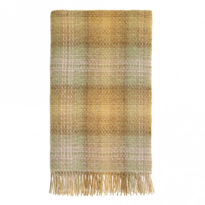 Bronte by Moon Ombre Plaid Buttercup Sage British Wool Throw