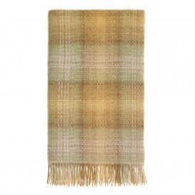 Ombre Plaid Buttercup Sage British Wool Throw