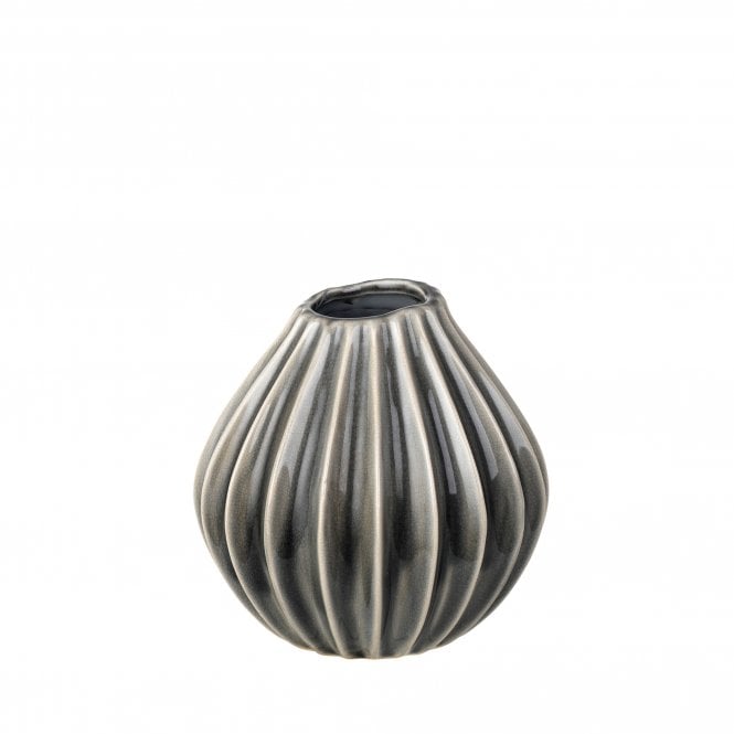 Broste Copenhagen Smoked Pearl Ceramic Wide Vase - Small