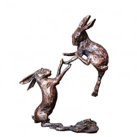 Miniature Bronze Boxing Hares