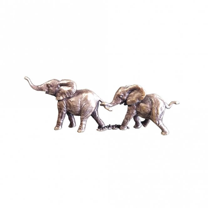 Butler & Peach Miniature Bronze Elephant Pair
