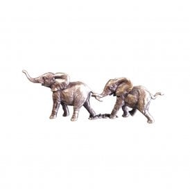 Miniature Bronze Elephant Pair