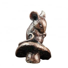 Miniature Bronze Mouse on Toadstool