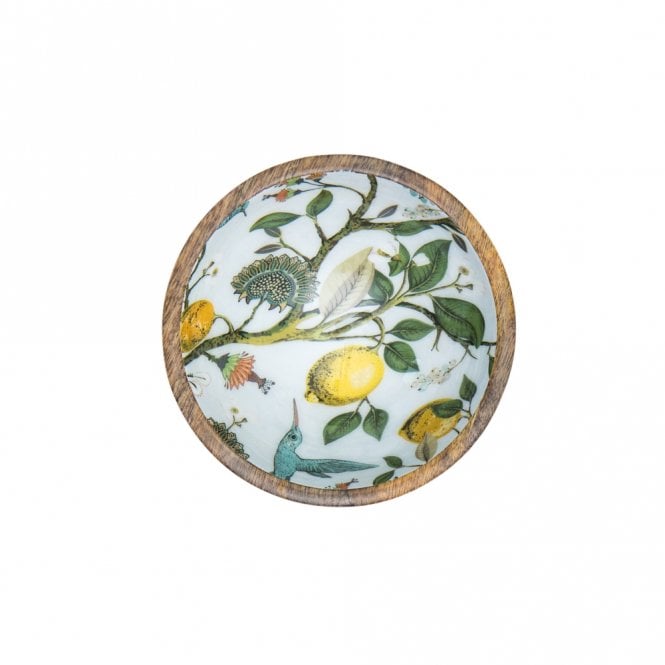 By Room Lemon & Bird Mango Wood Bowl 18cm