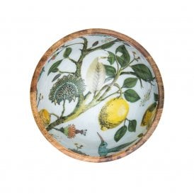 Lemon & Bird Mango Wood Bowl 25cm