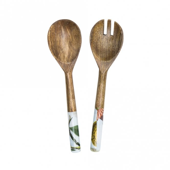 By Room Lemon & Bird Mango Wood Salad Servers