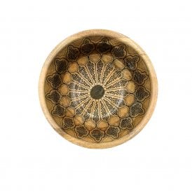 Mandala Black Mango Wood Bowl 18cm