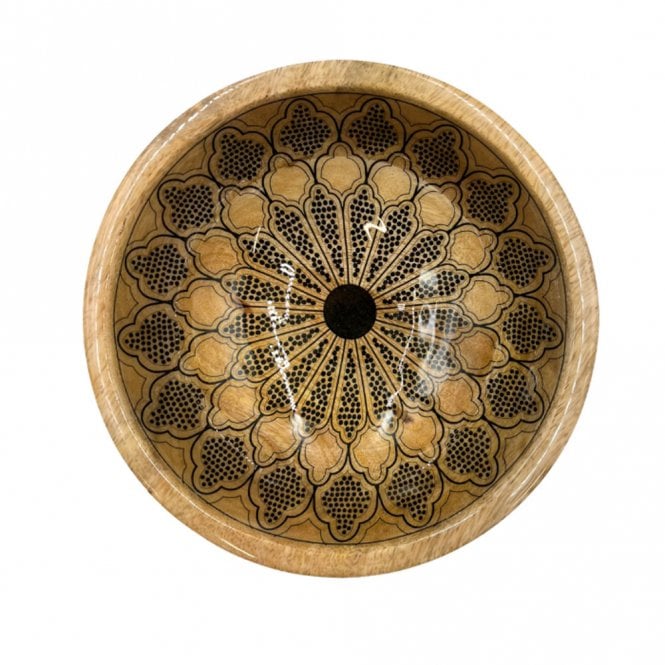By Room Mandala Black Mango Wood Bowl 25cm