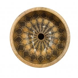 Mandala Black Mango Wood Bowl 25cm