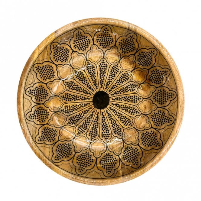 By Room Mandala Black Mango Wood Bowl 35cm