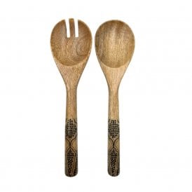 Mandala Black Mango Wood Salad Servers