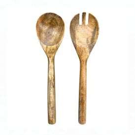 Plain Mango Wood Salad Servers
