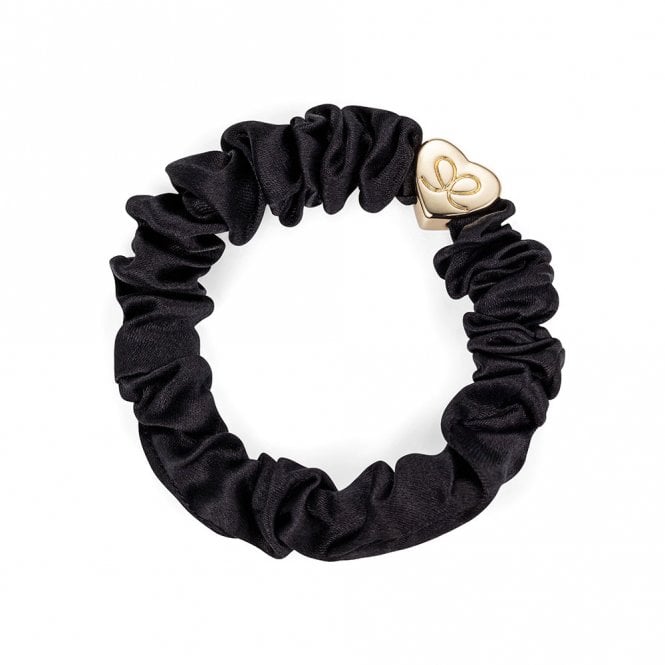 byEloise London Gold Heart Black Silk Scrunchie Bangle Band