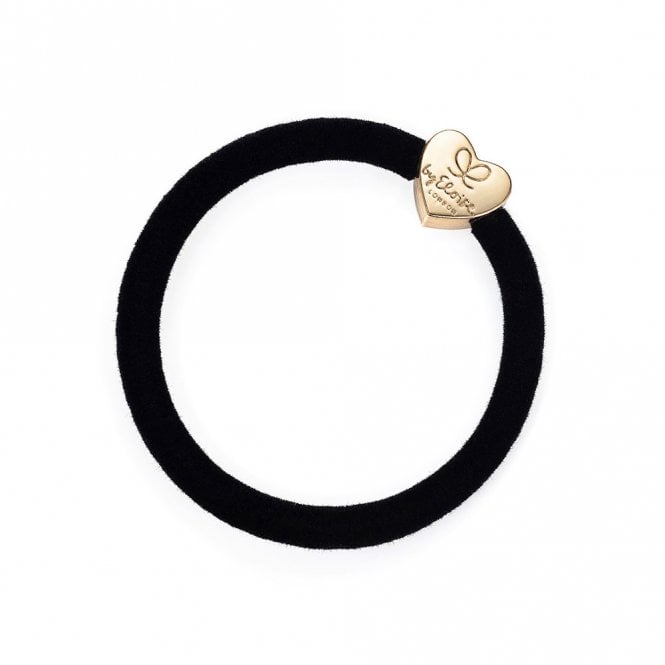 byEloise London Gold Heart Black Velvet Bangle Band