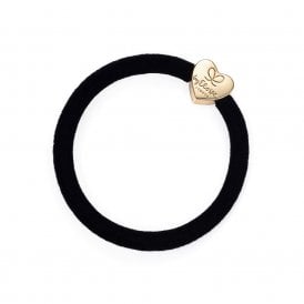 Gold Heart Black Velvet Bangle Band