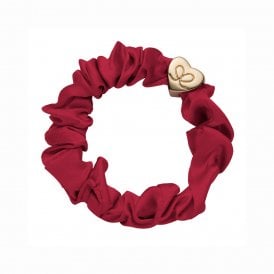 Gold Heart Burgundy Silk Scrunchie Bangle Band