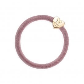 Gold Heart Champagne Pink Velvet Bangle Band