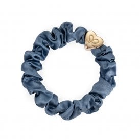 Gold Heart Faded Denim Silk Scrunchie Bangle Band