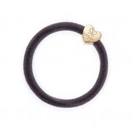 Gold Heart French Grey Velvet Bangle Band