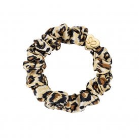 Gold Heart Leopard Silk Scrunchie Bangle Band
