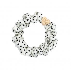 Gold Heart Polka Dot Silk Scrunchie Bangle Band