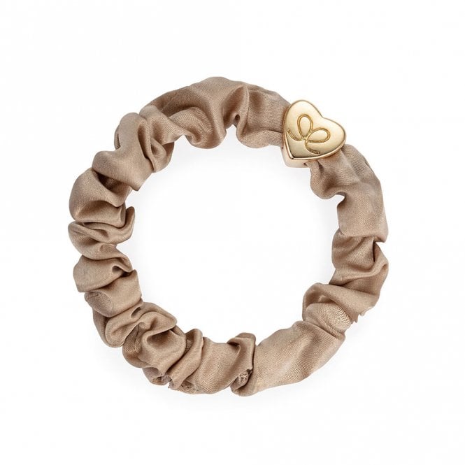 byEloise London Gold Heart Sand Silk Scrunchie Bangle Band
