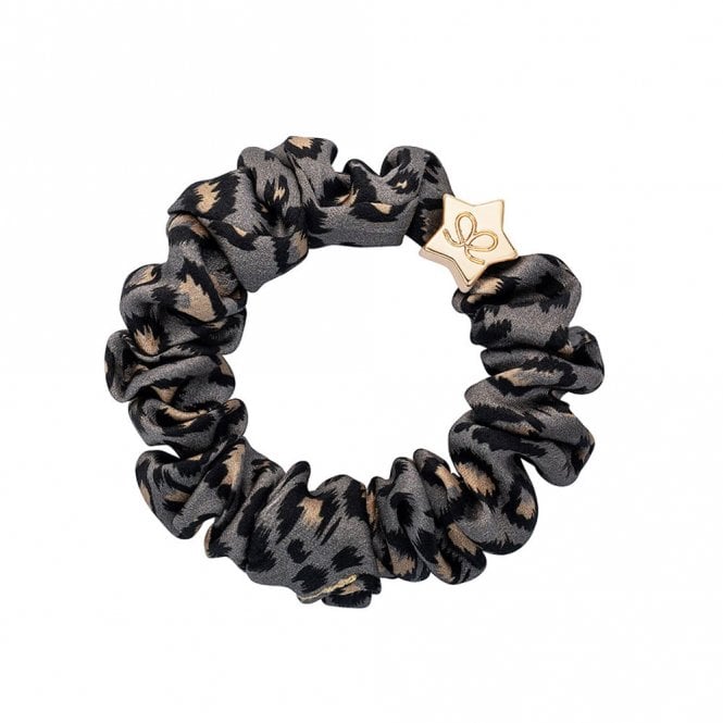 byEloise London Gold Star Grey Leopard Silk Scrunchie Bangle Band