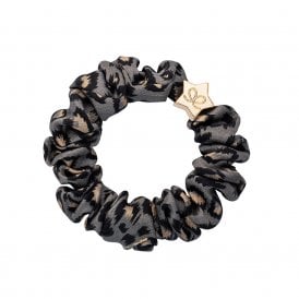 Gold Star Grey Leopard Silk Scrunchie Bangle Band