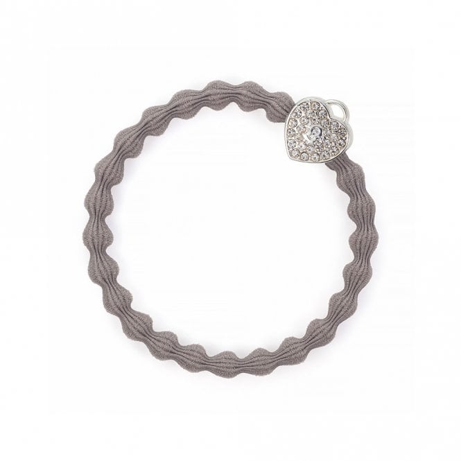 byEloise London Silver Heart Lock Cloudy Grey Bangle Band